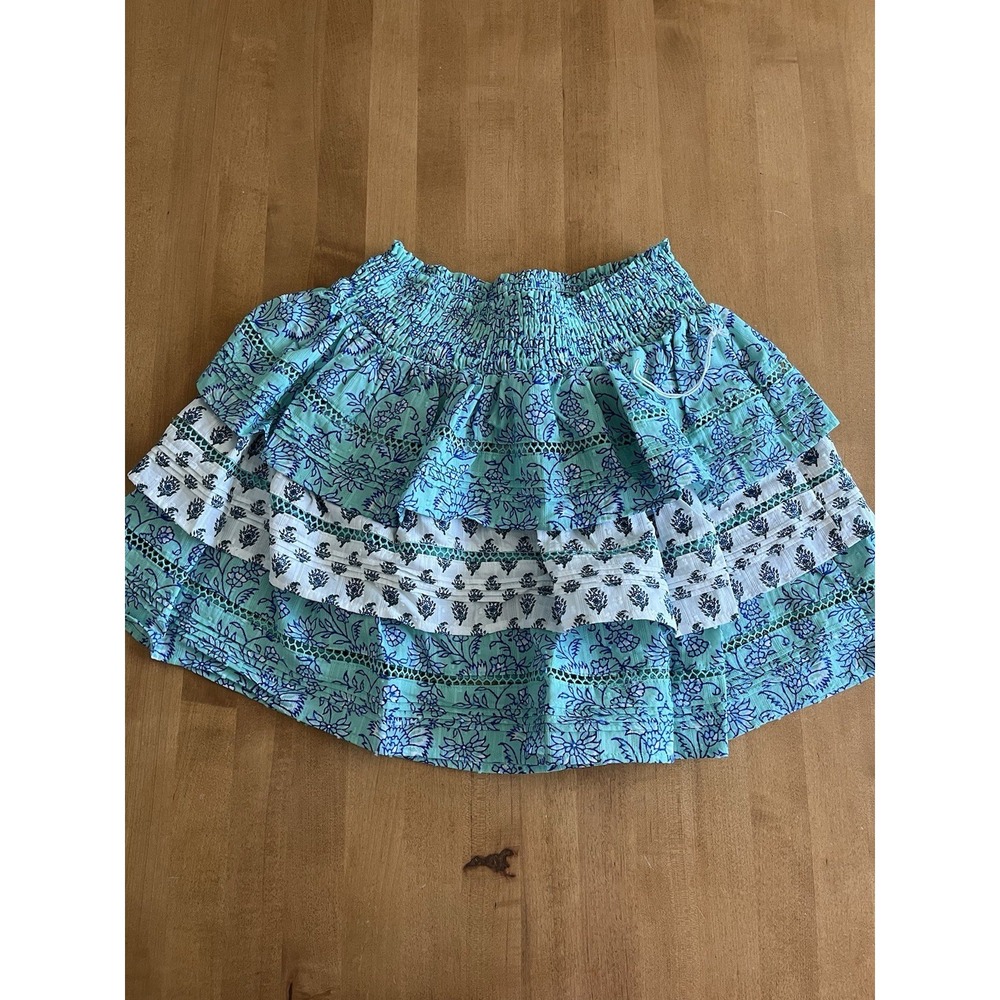 Roller Rabbit x Target Women's Floral Ruffle Skirt Blue Green Cotton Sz XS‎ Mini